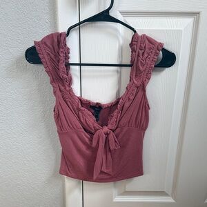 Forever 21 Dusty Rose Ruffled Crop Top
